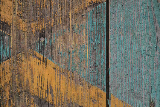 background old gray wood with shabby paint, with gaps between boards, knots. Weathered and faded natural wood with lines of boards, with space for text

