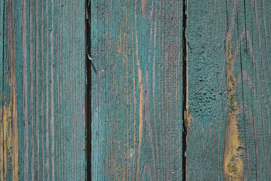 background old gray wood with shabby paint, with gaps between boards, knots. Weathered and faded natural wood with lines of boards, with space for text
