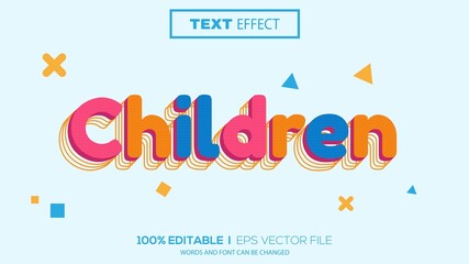 3d editable text effect children theme premium vector