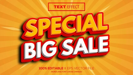 3d editable text effect special big sale theme premium vector