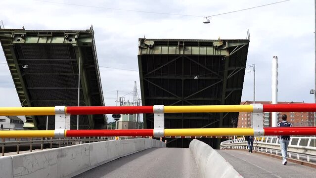 Stockholm, Sweden The Liljeholmen Draw Bridge At Hornstull Is Raised And Lowered.