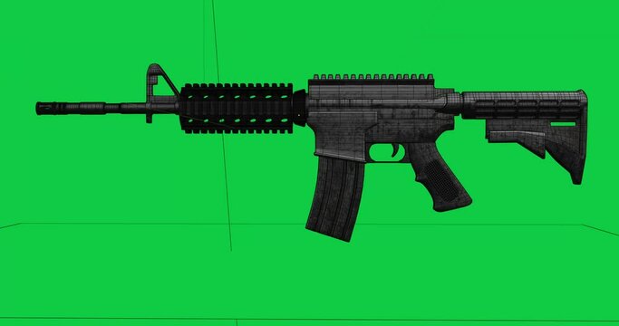 3d render of rifle gun with mesh