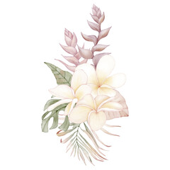 Set of beautiful beige and pink flowers