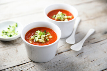Traditional homemade cold gazpacho soup