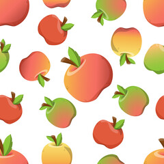 pattern apples of various shapes, summer fruit with a ruddy side, a fruit of green, yellow and red color