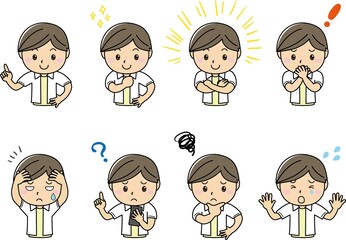 男性　男の子　スマートフォン　仕事　勉強　笑顔　困り顔　喜怒哀楽　上半身