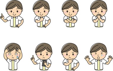 男性　男の子　スマートフォン　仕事　勉強　笑顔　困り顔　喜怒哀楽　上半身