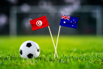 October 2022: Tunisia vs Australia, Al Janoub Stadium, Football match wallpaper, Handmade national...
