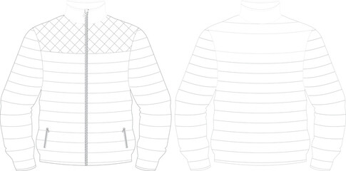 Sportswear Men Women Editable Vector, Puffy Jacket Vector Sketch Illustration, Street Wear Vector, Digital Cloths Illustration © ALI