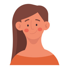 Kid girl portrait person cartoon. Child cute illustration and happy female character. School face and young smile childhood. Funny hair head and baby avatar icon. Isolated small comic schoolgirl