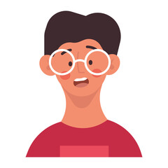 Kid boy portrait person cartoon. Child cute illustration and happy male character. School face and young smile childhood. Funny hair head and baby avatar icon. Isolated small comic schoolboy