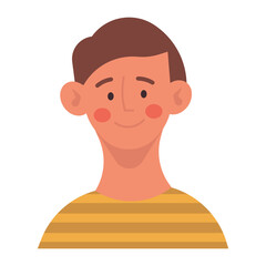 Kid boy portrait person cartoon. Child cute illustration and happy male character. School face and young smile childhood. Funny hair head and baby avatar icon. Isolated small comic schoolboy