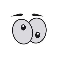 Comic eye cartoon vector illustration expression character icon. Face emotion element symbol fun. Cute and happy eyebrow humor look person. Eyeball emoticon looking art isolated white and human sign