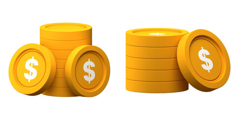 Dollar Coin Stack 3d Illustration