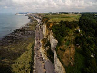 aerial view, étretat normandy, france. Falaises d'Étretat. Etretat France. Cliff of Étretat -...