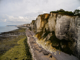 aerial view, étretat normandy, france. Falaises d'Étretat. Etretat France. Cliff of Étretat -...