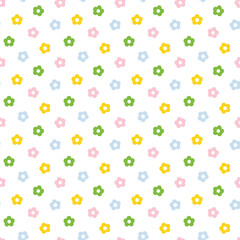 Cute and simple colorful flowers seamless pattern background for spring and summer design.
