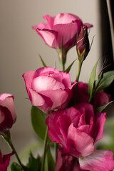 beauty bouquet in vase, pink eustoma