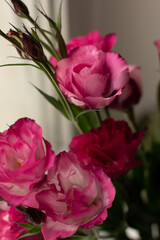 beauty bouquet in vase, pink eustoma