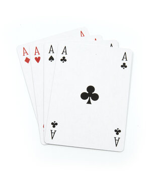 Club four aces poker cards isolated on white background