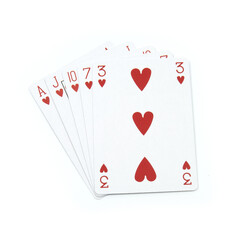 High card - poker cards isolated on white background