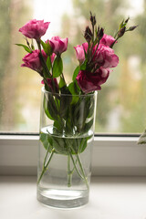 beauty bouquet in vase, pink eustoma