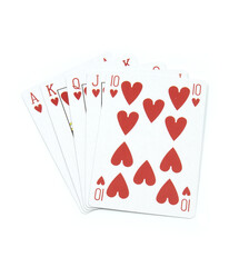  Poker cards Straight Flush Hearts hand