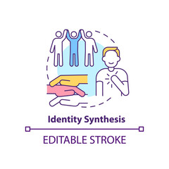 Identity synthesis concept icon. Sexual orientation. Stage of coming out abstract idea thin line illustration. Isolated outline drawing. Editable stroke. Arial, Myriad Pro-Bold fonts used