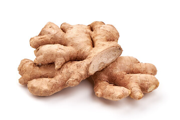 Ginger root, isolated on white background.
