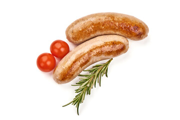Grilled Munich Veal Sausages, isolated on white background.