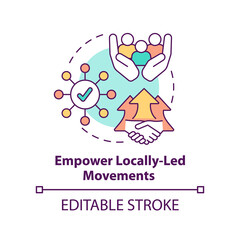 Empower locally led movements concept icon. LGBT movement. State support abstract idea thin line illustration. Isolated outline drawing. Editable stroke. Arial, Myriad Pro-Bold fonts used