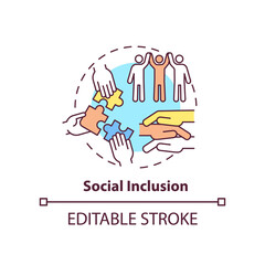 Social inclusion concept icon. Equal opportunities in society. LGBT program abstract idea thin line illustration. Isolated outline drawing. Editable stroke. Arial, Myriad Pro-Bold fonts used