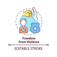 Freedom from violence concept icon. Protect from abuse. LGBT program abstract idea thin line illustration. Isolated outline drawing. Editable stroke. Arial, Myriad Pro-Bold fonts used