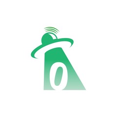 Ufo catch number  zero icon design illustration