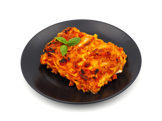 Homemade italian lasagna close-up view