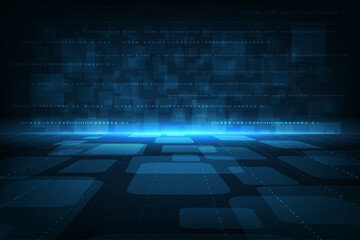 Fototapeta premium Vector futuristic digital floor technology perspective background.