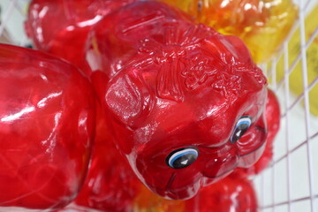 many plastic piggy bank for sell design for gift and education concept