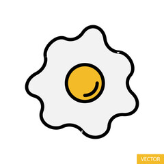 Fried egg vector icon in flat style design for website design, app, UI, isolated on white background. Editable stroke. Vector illustration.