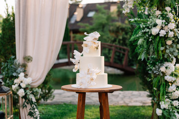 Amazing minimalist wedding cake white color
