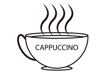 Icono negro de capuchino en fondo blanco.