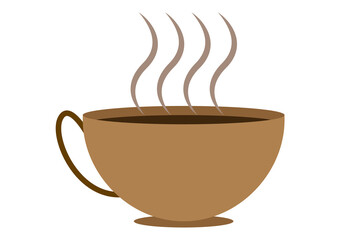 Taza de chocolate y cacao en fondo blanco.