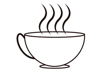 Icono negro de taza con bebida caliente.