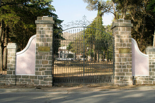 Entrance gate to the Eden Hotel in the city of La Falda, C&oacute;rdoba. Argentina. Famous holiday hotel in the Sierras de Cordoba. German hotel. Museum. 