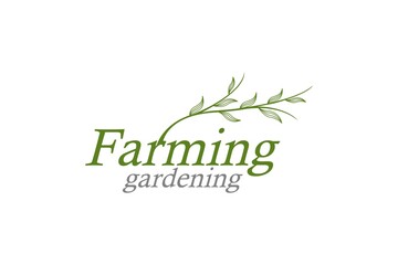 Farming green leaves logo design nature gardening organic growing icon symbol,
