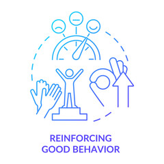 Reinforcing good behavior blue gradient concept icon. Praise and thank. Learning environment abstract idea thin line illustration. Isolated outline drawing. Myriad Pro-Bold fonts used - obrazy, fototapety, plakaty