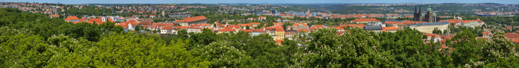 Fototapeta na wymiar View of Prague from the observation tower on the hill Petrin,Czech republic,Europe 