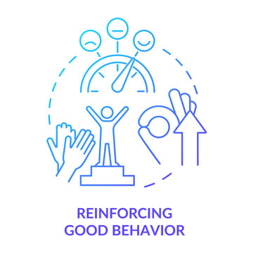 Reinforcing good behavior blue gradient concept icon. Praise and thank. Learning environment abstract idea thin line illustration. Isolated outline drawing. Myriad Pro-Bold fonts used