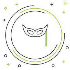 Obraz premium Line Festive mask icon isolated on white background. Merry Christmas and Happy New Year. Colorful outline concept. Vector