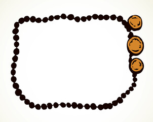 Antique beads. Vector drawing frame