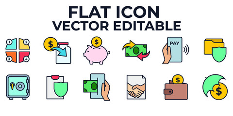 money, finance, payments set icon symbol template for graphic and web design collection logo vector illustration
